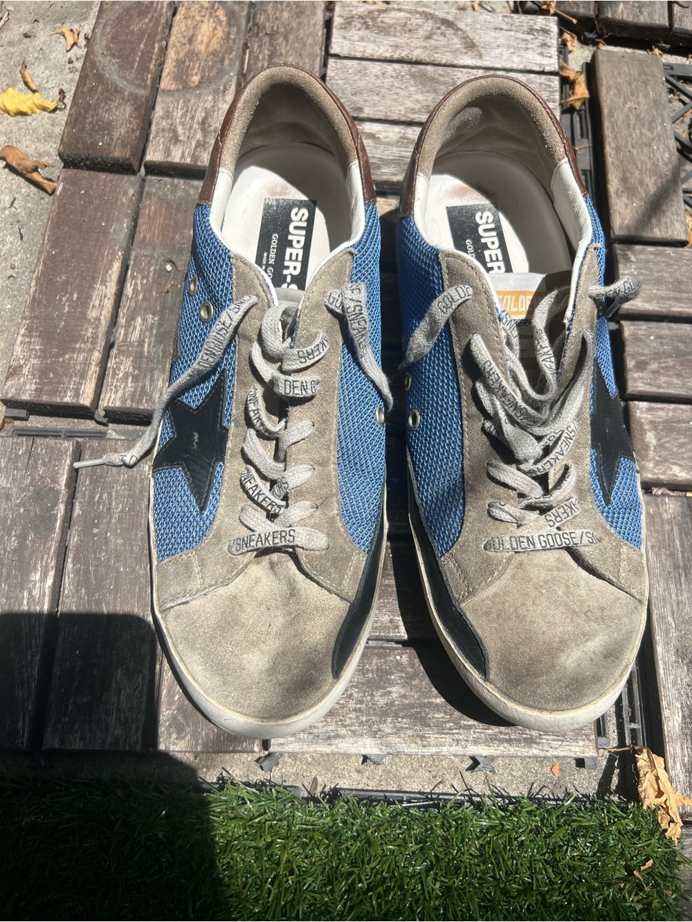 Golden Goose Men’s Blue Mesh & Gray Suede Star Sneakers size 43